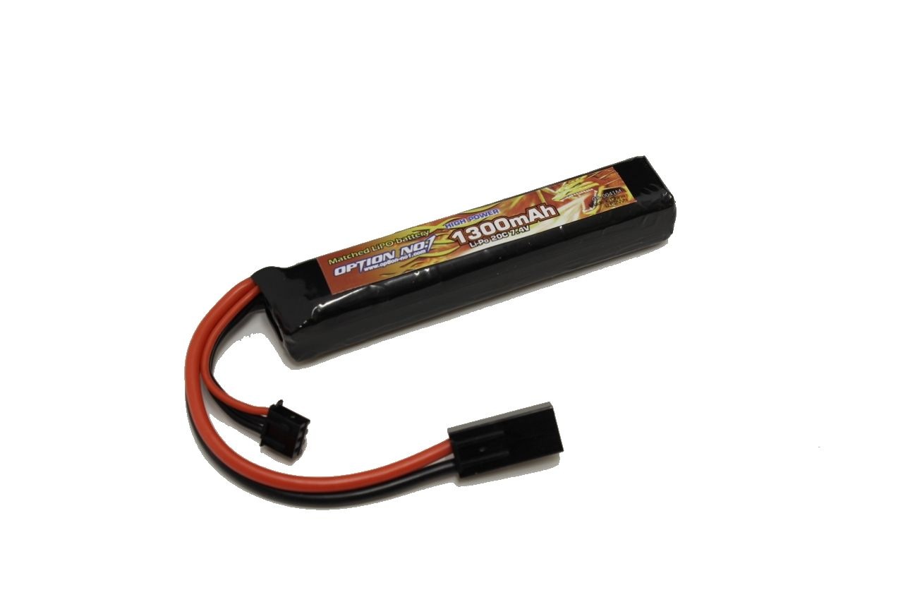 OPTION NO.1　HIGH POWER 7.4V 1300mAh リポバッテリー ストックインサイズ【GB0041M】