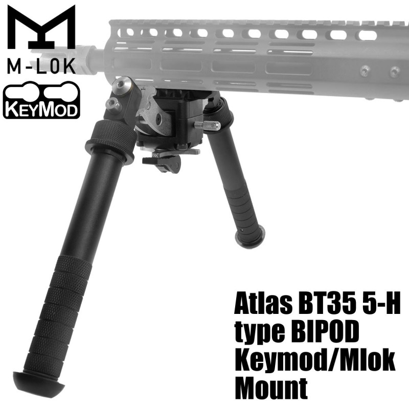 【メーカー別セール・UFC】UFC Atlas BT35 5-Hタイプ バイポッド BK Keymod/MLOKマウント