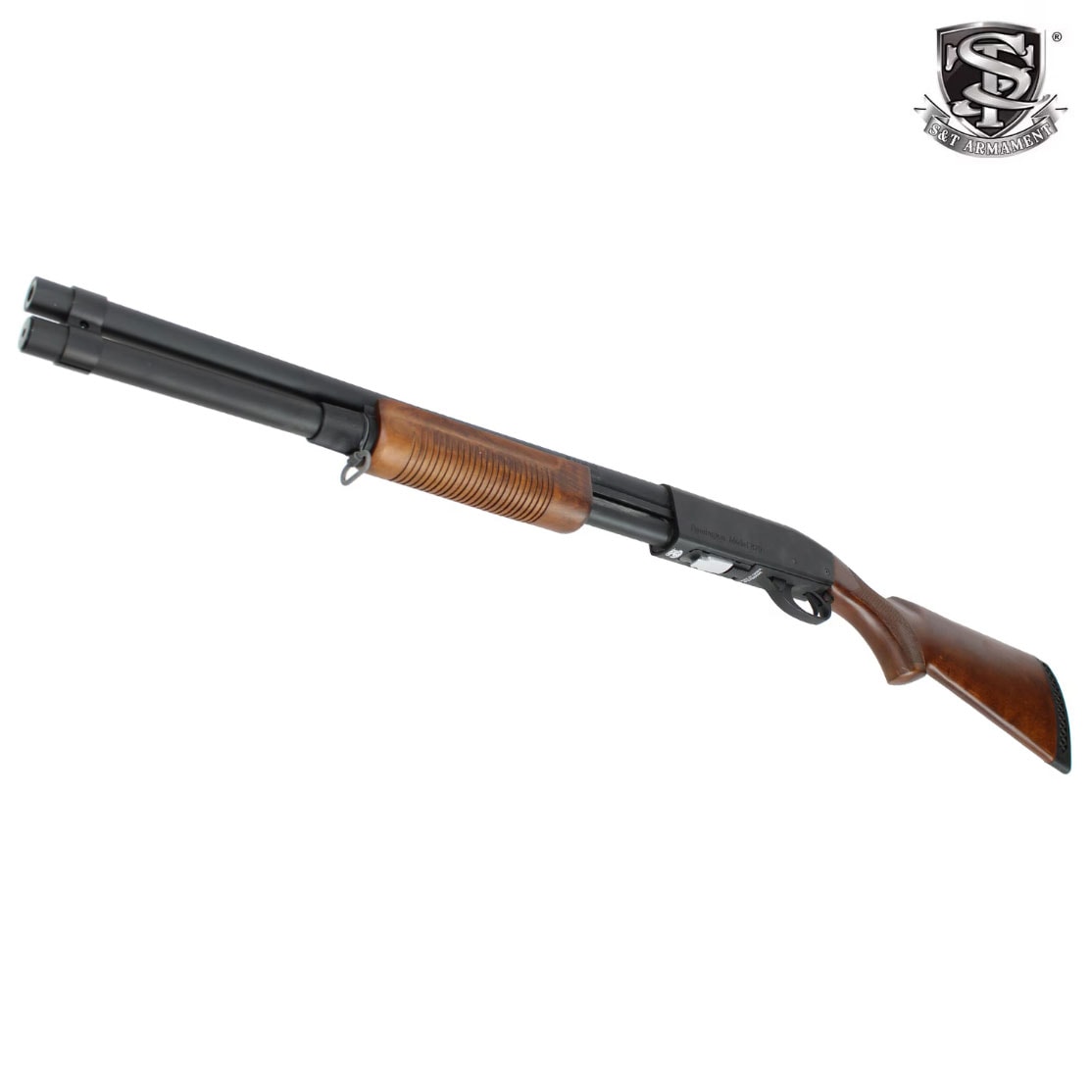 S&T M870 ロング BK/リアルウッド エアーショットガン(SUPER MAGNUM