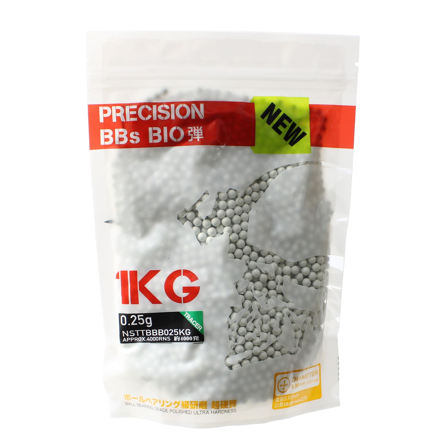 BB弾 S&T NEW PRECISION 6mm BIO TRACER バイオBB弾(BIO 蓄光) 0.25g 約4000