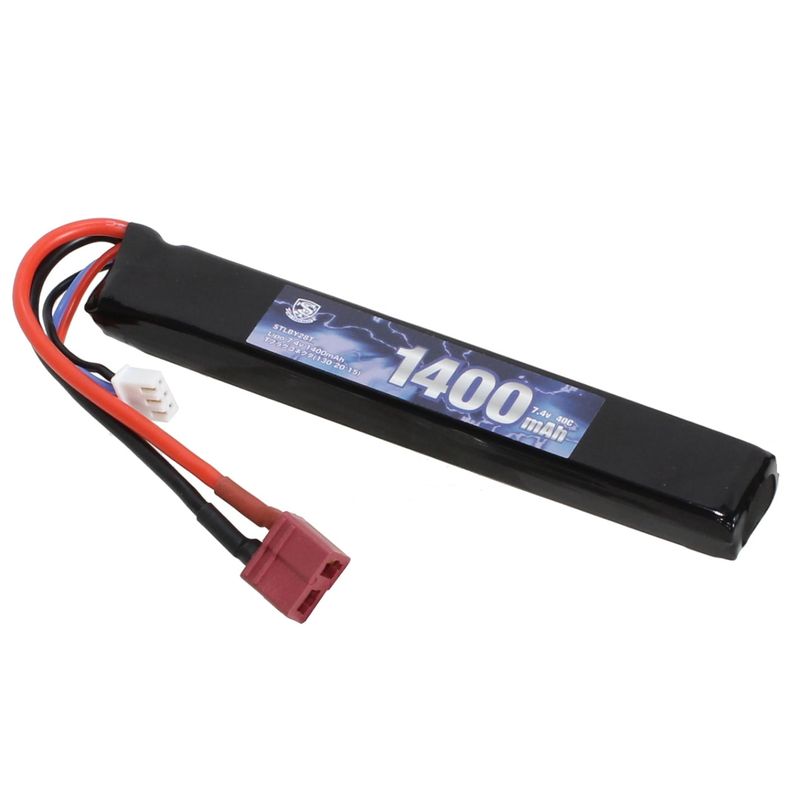 S&T 7.4v Lipo 1400mAh 40C スティックバッテリー T型コネクター(123*19*10)
