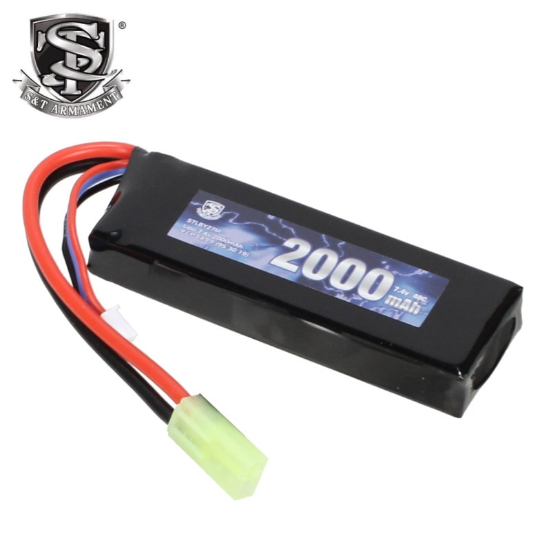 S&T 7.4v Lipo 2000mAh 40C ミニバッテリー ミニコネクター(94*30*15)