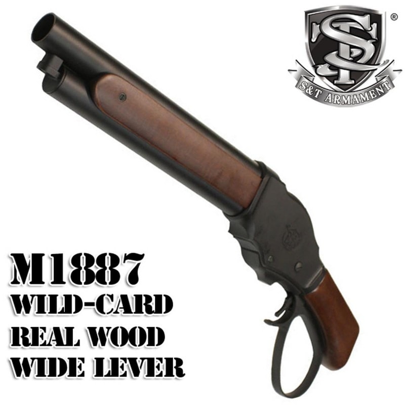 【B品ガスガン】S&T ウィンチェスター Ｍ1887 ワイルドカード ガスショットガン リアルウッド BK ワイドレバー【注意※実際のB品画像ではありません】(STGS07SW)