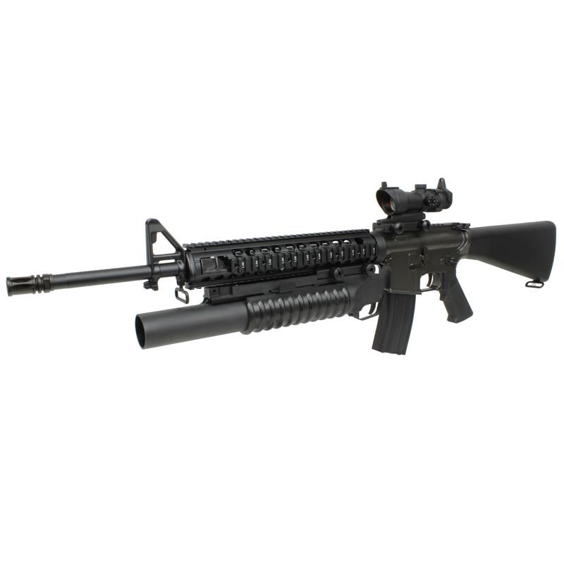 CYMA M16A4 M5RAS フルメタル電動ガン with M203 メタルグレネードランチャー+ACOGタイプ ドットサイト セット