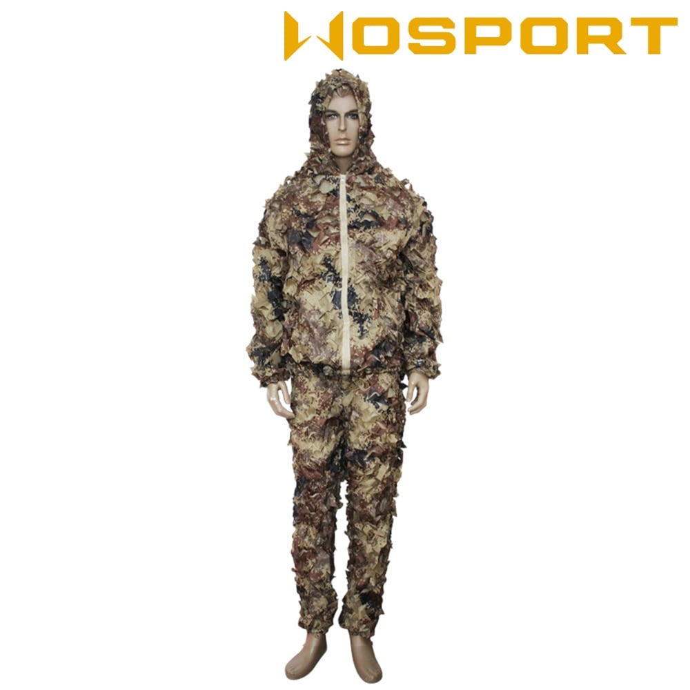【在庫処分】WOSPORT 3Dパターン メッシュ ギリースーツ 上下セット DE