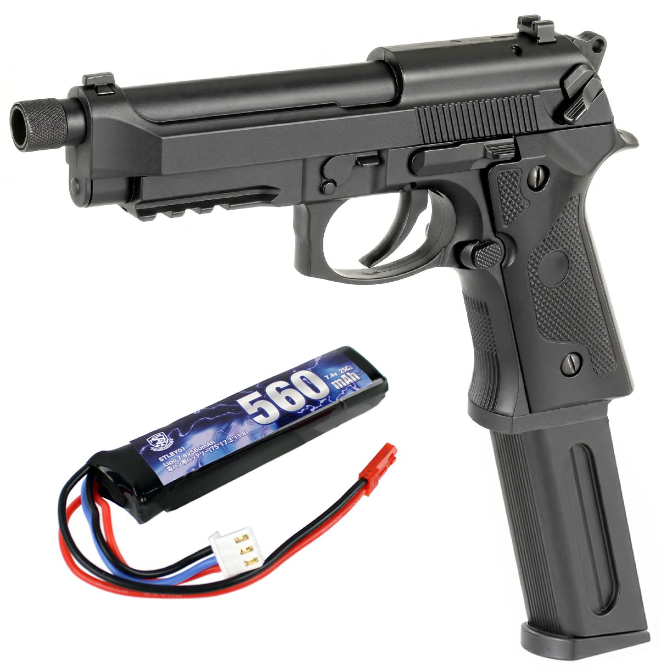 CYMA M9A1 MOSFET 電動ハンドガン BK  【80連マガジン＆対応Lipoバッテリーセット】