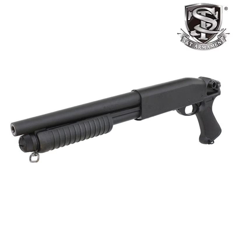 【決算セール!!8/14まで】S&T M870 ショート BK ピストルグリップ エアーショットガン(SUPER MAGNUM刻印)