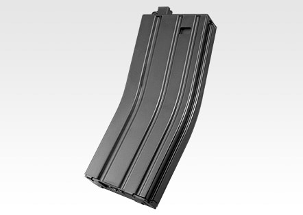 マガジンへの給弾もカンタン：約340発入る連射マガジンが付属。マガジン上部のハッチを開けてBB弾を流しこむだけのカンタン給弾です。