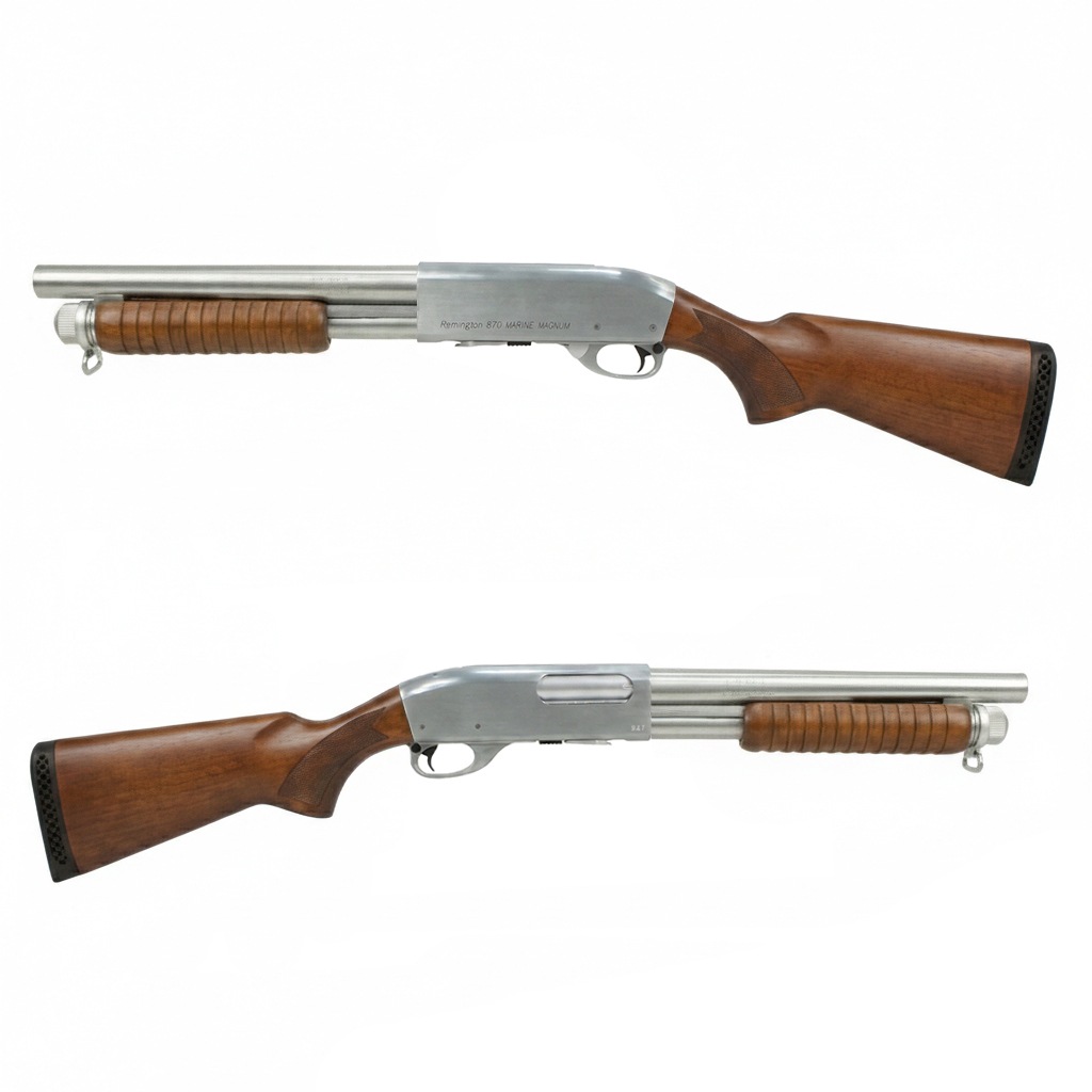 S&T M870 ショート SV/BK エアーショットガン リアルウッド固定ストックセット