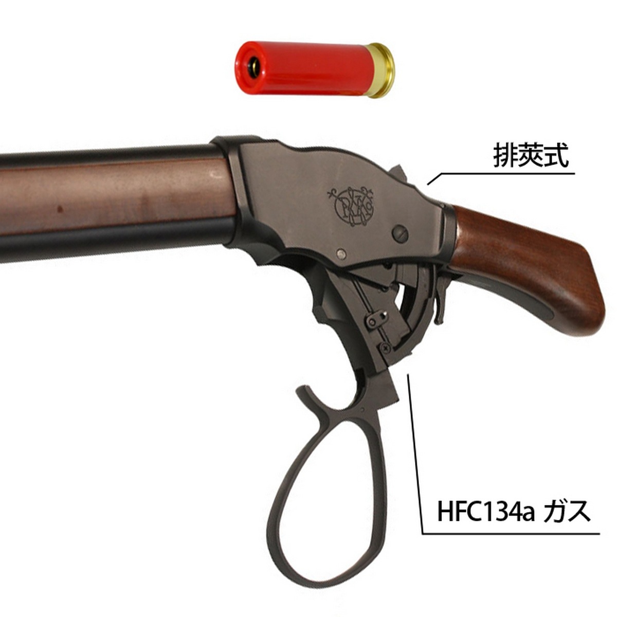 【5月入荷予約】S&T ウィンチェスター Ｍ1887 ソードオフ ガスショットガン リアルウッド BK ワイドレバー レールカスタムセット（排莢式）