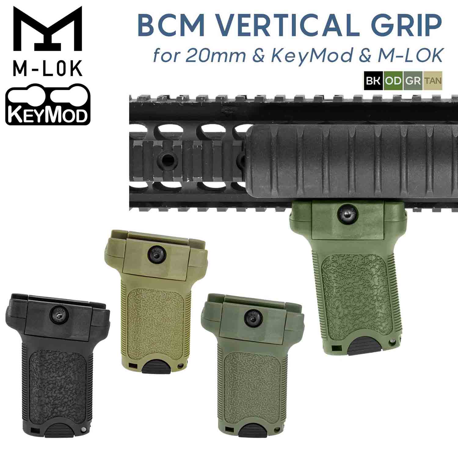 UFC BCMタイプ バーティカルグリップ 20mm/KEYMOD/M-LOK用 OD