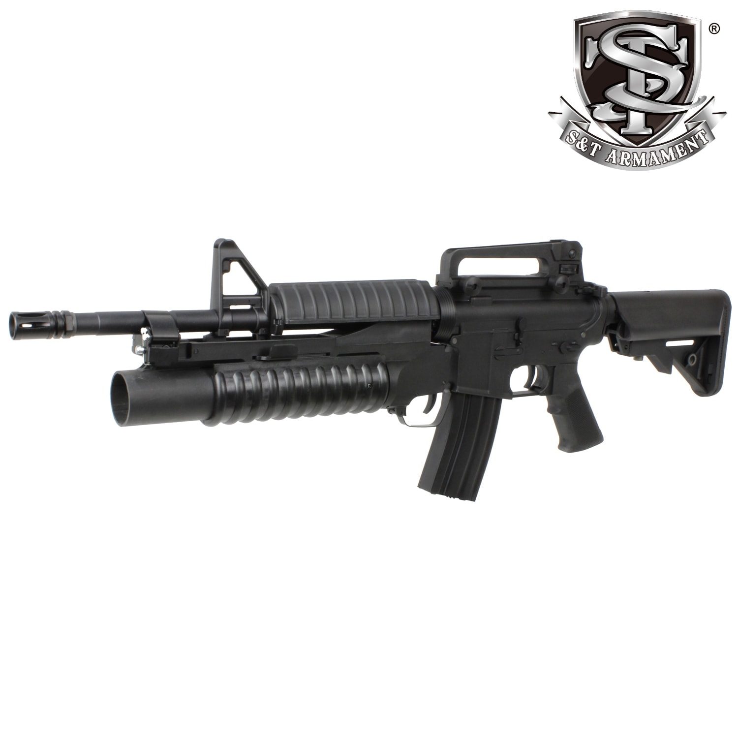 S&T M4A1 スポーツライン電動ガン with M203 グレネードランチャーS BK【バッテリー＆充電器＆BB弾セット】【180日間安心保証つき】