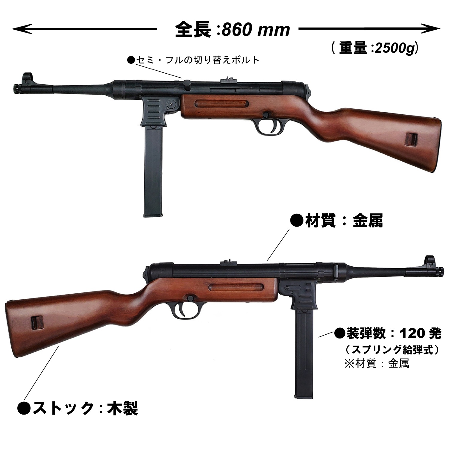 AGM MP41 電動ガン リアルウッド【マガジンポーチ＆スリングセット
