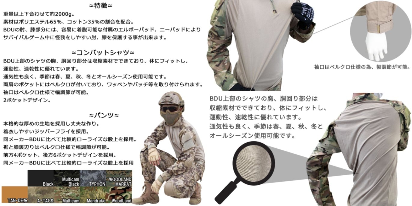 在庫処分】UFC Combat BDU上下セット TAN (各種サイズあり) | 装備,BDU