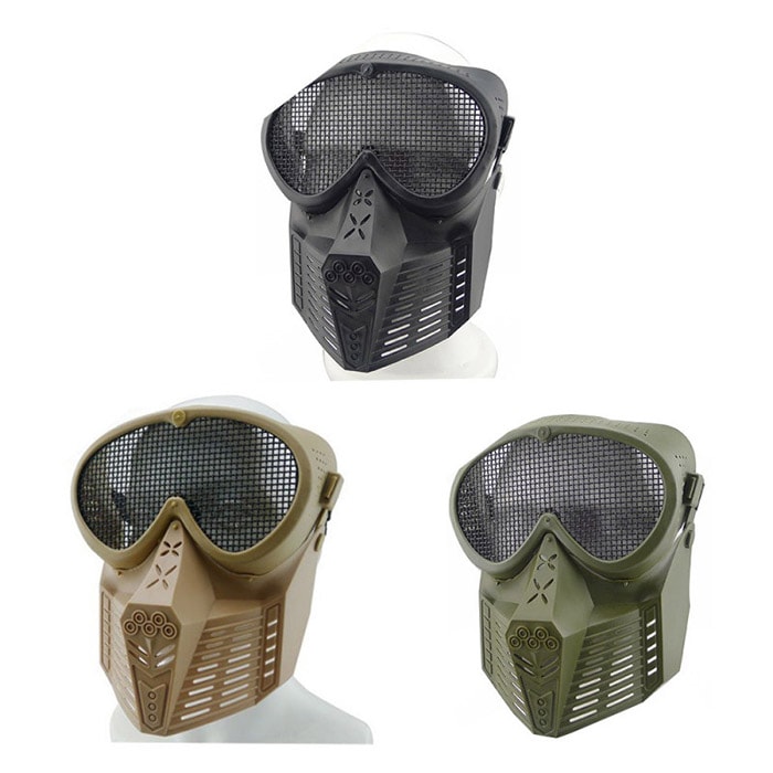 【厳選特価】フルフェイス ゴーグル スチールメッシュ 角