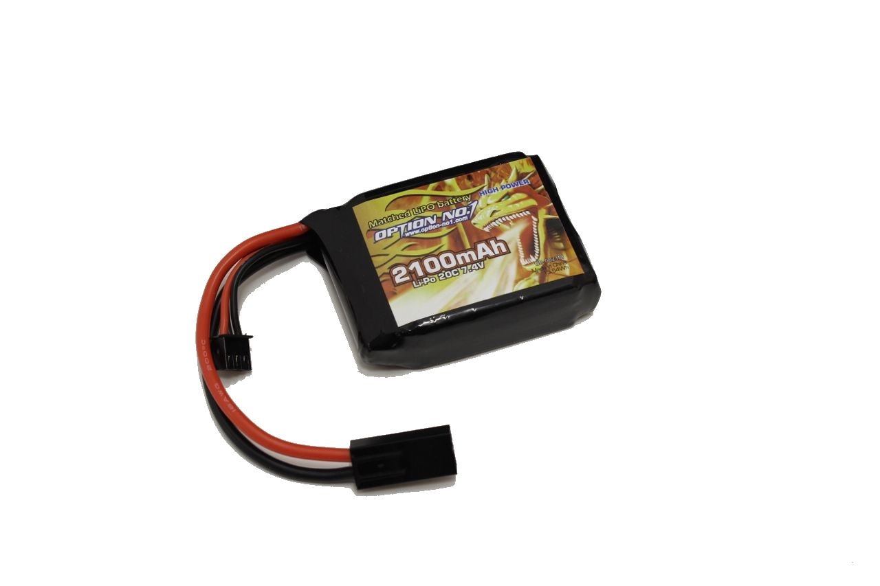 OPTION No.1　HIGH POWER 7.4V 2100mAh リポバッテリー PEQ型【GB0023M】