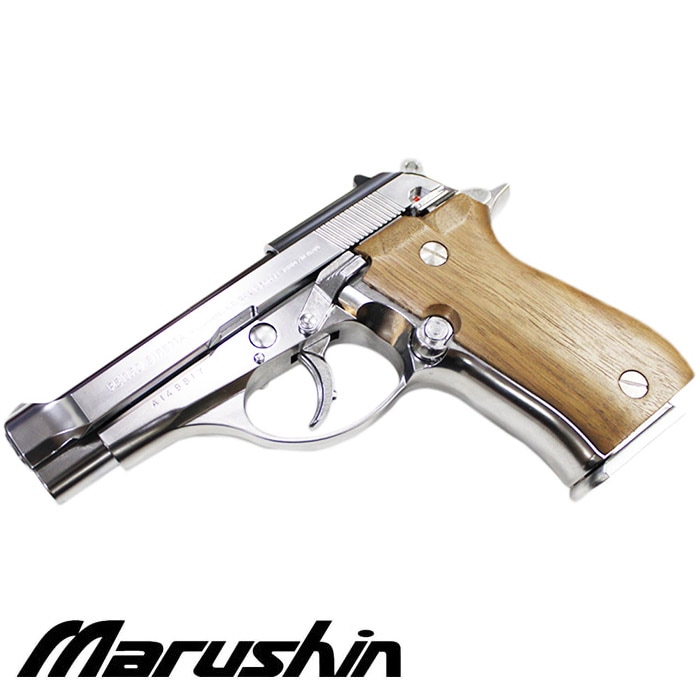マルシン木製グリップ BERE TTAM84 自動式ハンドガン M84 木製グリップ モデルガン 完成品 シルバー ≪強化版