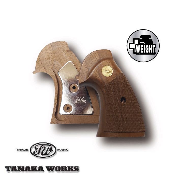タナカ COLT パイソン シリーズ用 + Weight ウォールナット・オーバーサイズ・チェッカーグリップ