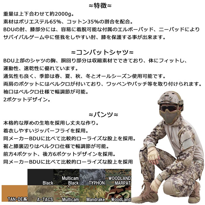 コンバットBDU 上下セット デジタル-ウッドランド | 装備,BDU