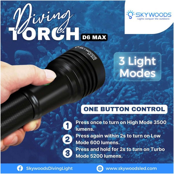 D6 MAX Diving Flash Light