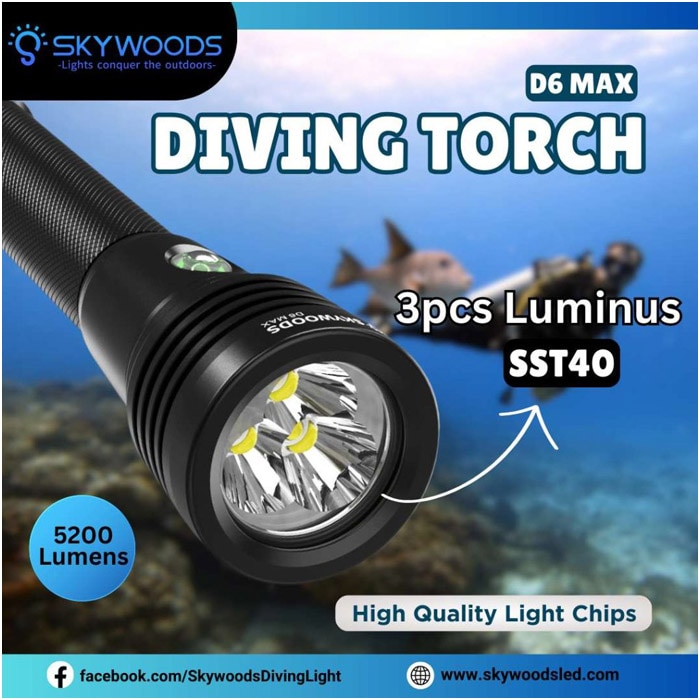 D6 MAX Diving Flash Light