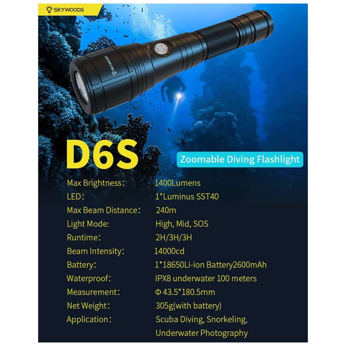 D6S Diving Flash Light