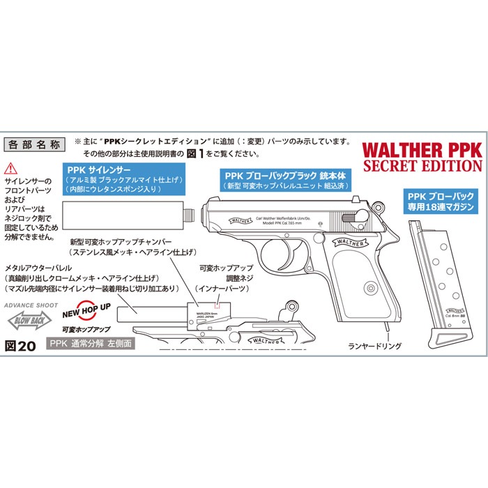 4月17日新発売】ワルサーPPK ガスブローバック シークレット