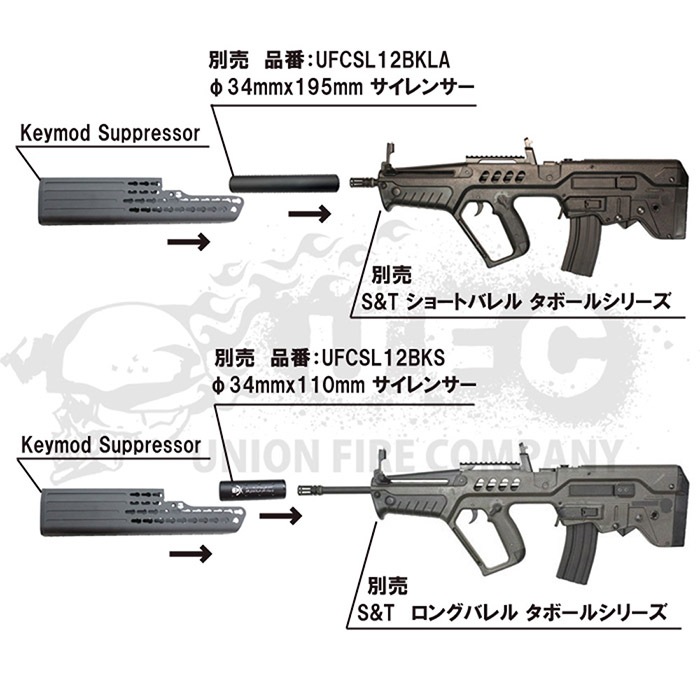 S&T TAVORシリーズ AEG用 KEYMODタイプ サプレッサー BK | 外装パーツ 