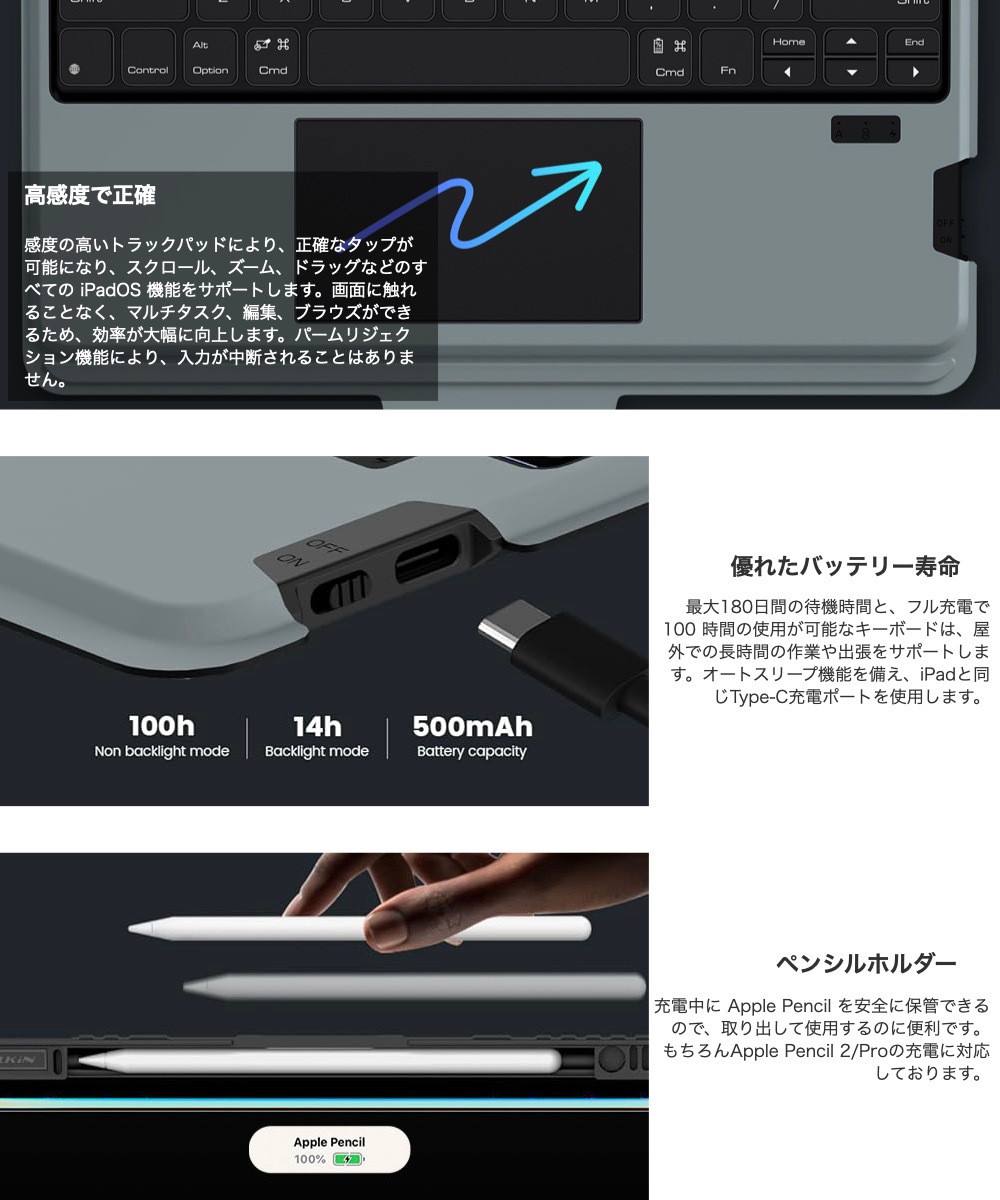 NILLKIN iPad 2025 キーボードケース iPad 第11世代 A16 第10