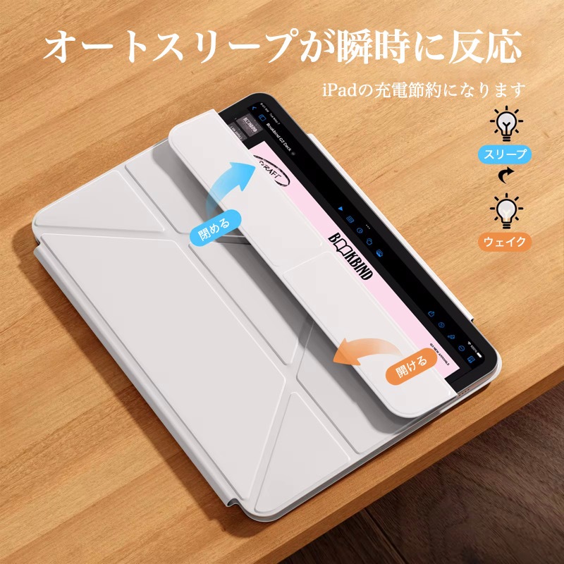 縦置き/横置きスタンド/強化ガラスフィルム付き】iPad ケース iPad