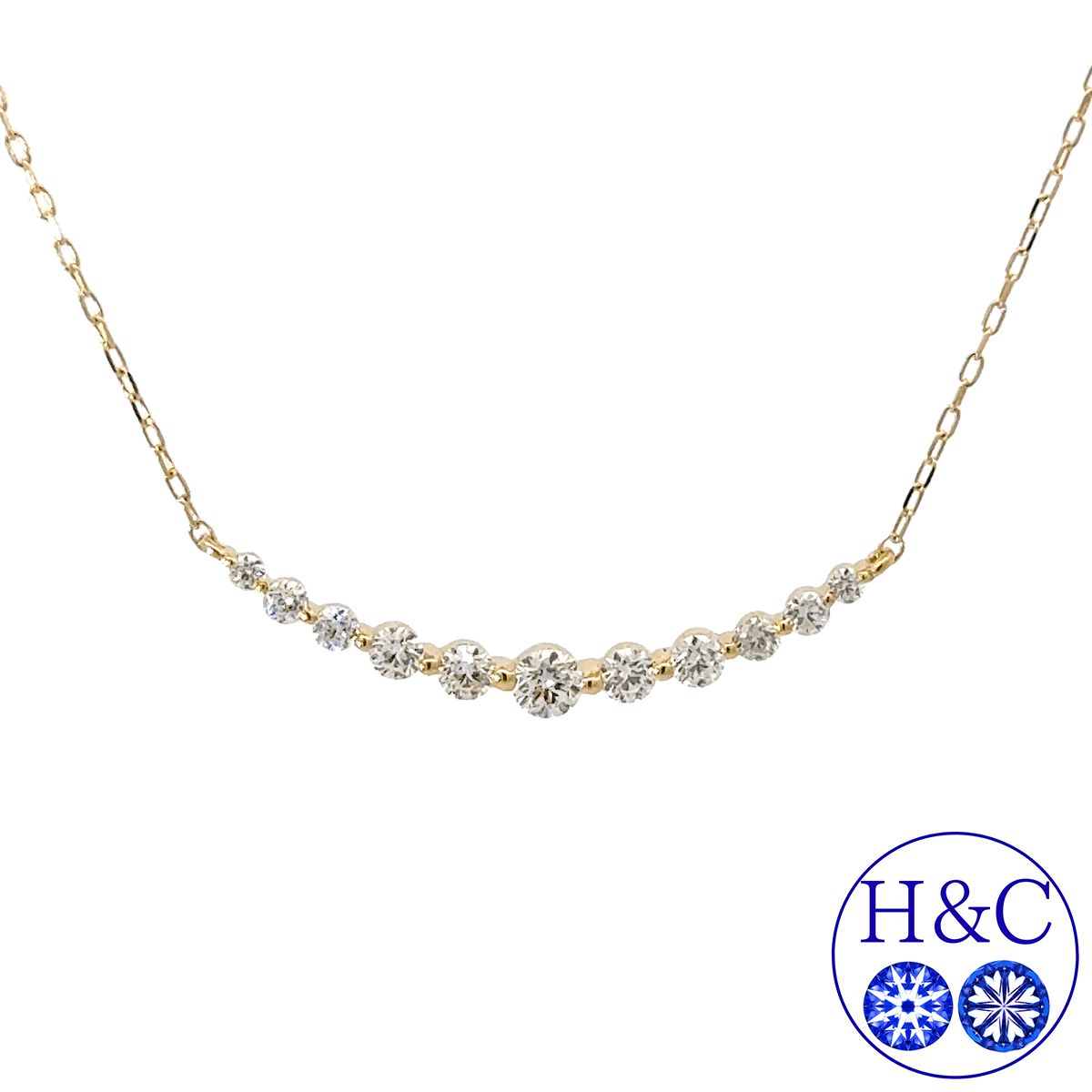 K18 18金 ダイヤモンド ラインネックレス 0.3ct ペンダント（鑑別書付） [306]