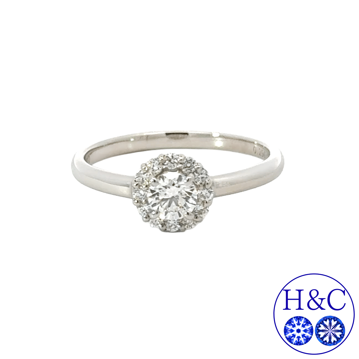 319. PT プラチナ ダイヤモンド リング 0.256ct 取り巻き ヘイローリング 指輪 (中央宝石研究所 鑑定書付)