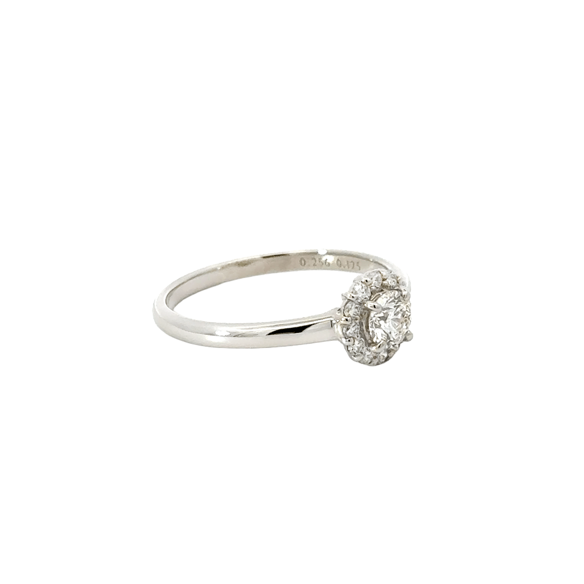 319. PT プラチナ ダイヤモンド リング 0.256ct 取り巻き ヘイローリング 指輪 (中央宝石研究所 鑑定書付)