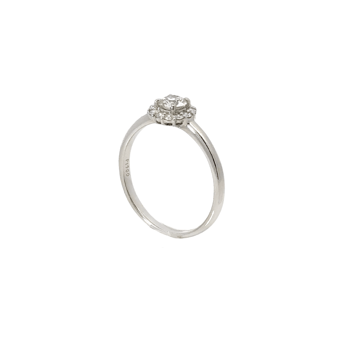 319. PT プラチナ ダイヤモンド リング 0.256ct 取り巻き ヘイローリング 指輪 (中央宝石研究所 鑑定書付)