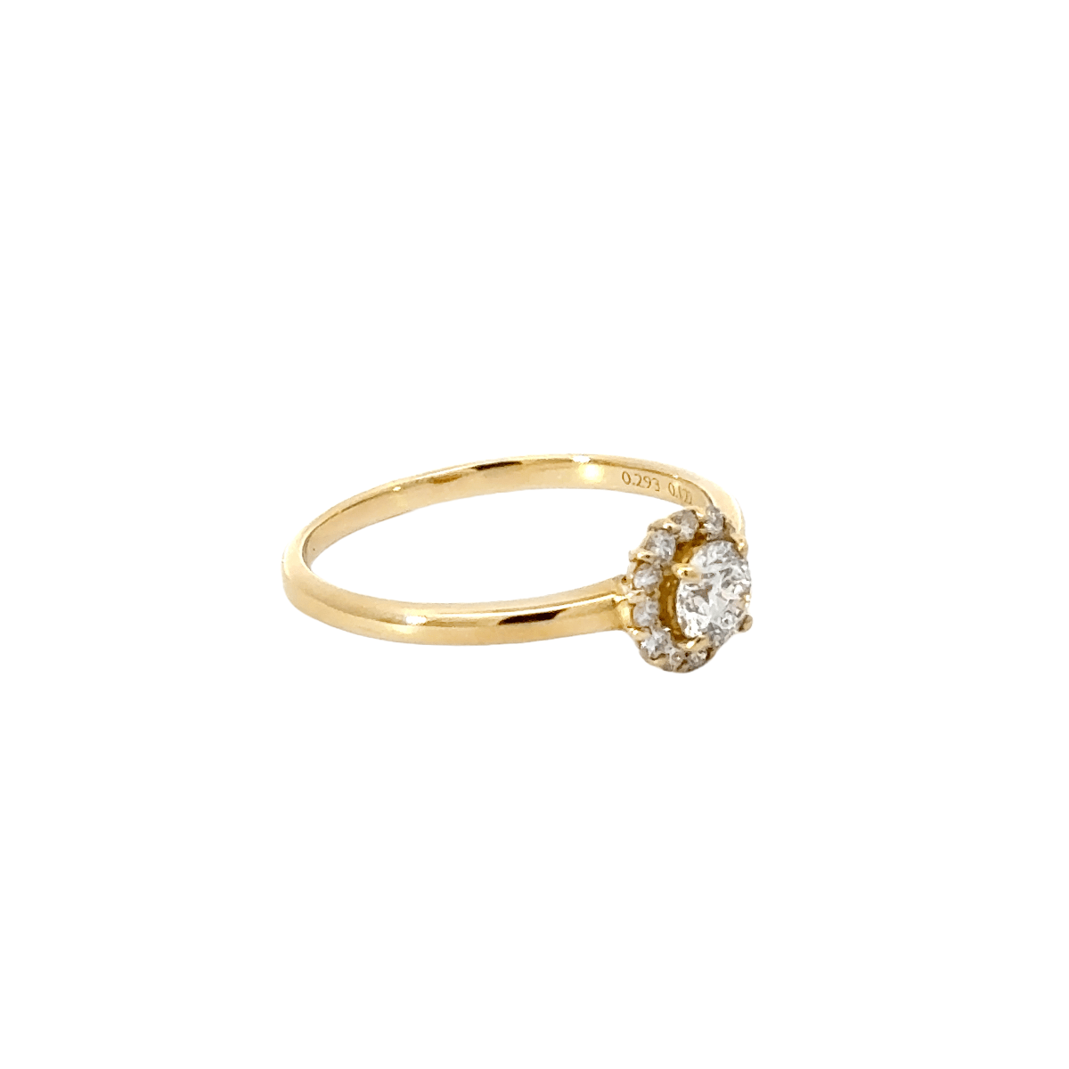 320. K18 18金 ダイヤモンド リング 0.29ct 3EX H&C 取り巻き ヘイローリング 指輪  婚約指輪（中央宝石研究所 鑑定書付）