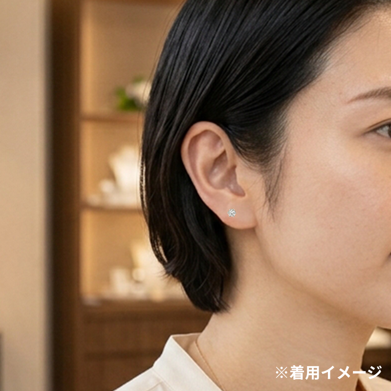 323. PT プラチナ ダイヤモンド ピアス 一粒 0.126ct/0.121ct (計0.24ct) ピアス （中央宝石研究所 鑑定書付）