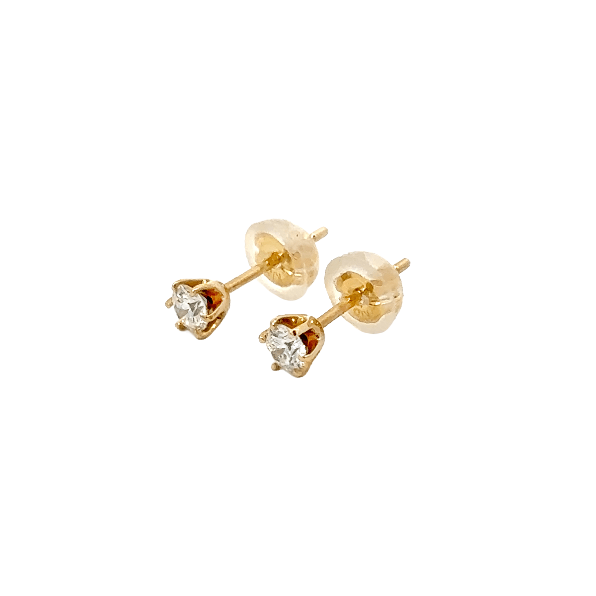 324. K18 18金 ダイヤモンド ピアス 一粒 0.130ct/0.134ct (計0.26ct) (中央宝石研究所 鑑定書付)
