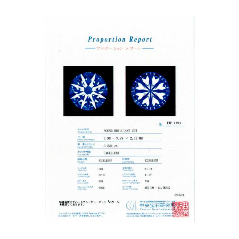 226.PT 一粒ダイヤモンドペンダント 【0.234ct】(中央宝石研究所鑑定書付)