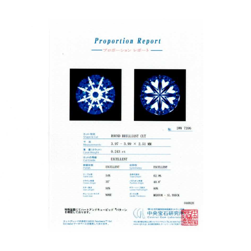 228.PT 一粒ダイヤモンドペンダント 【0.243ct】（中央宝石研究所鑑定書付）