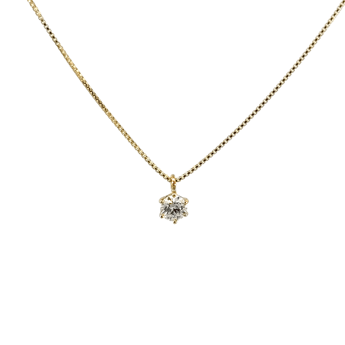 230.K18 一粒ダイヤモンドペンダント 【0.146ct】（中央宝石研究所鑑定書付）