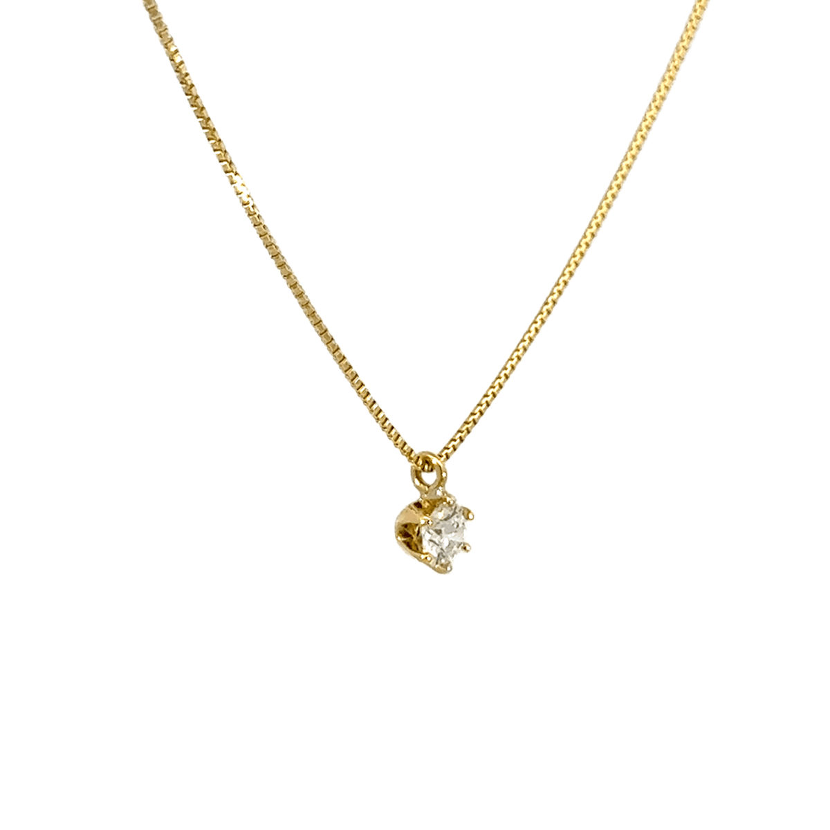 230.K18 一粒ダイヤモンドペンダント 【0.146ct】（中央宝石研究所鑑定書付）