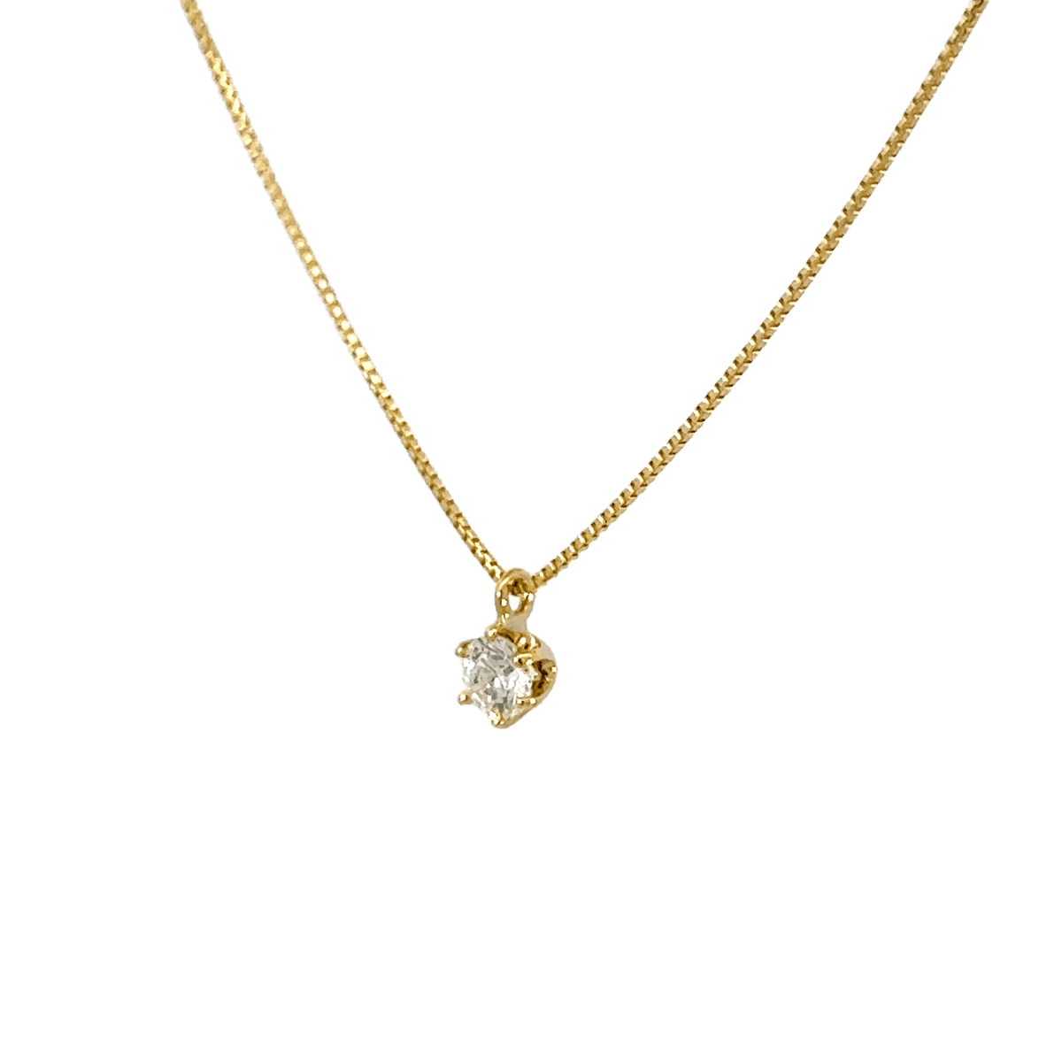 230.K18 一粒ダイヤモンドペンダント 【0.146ct】（中央宝石研究所鑑定書付）