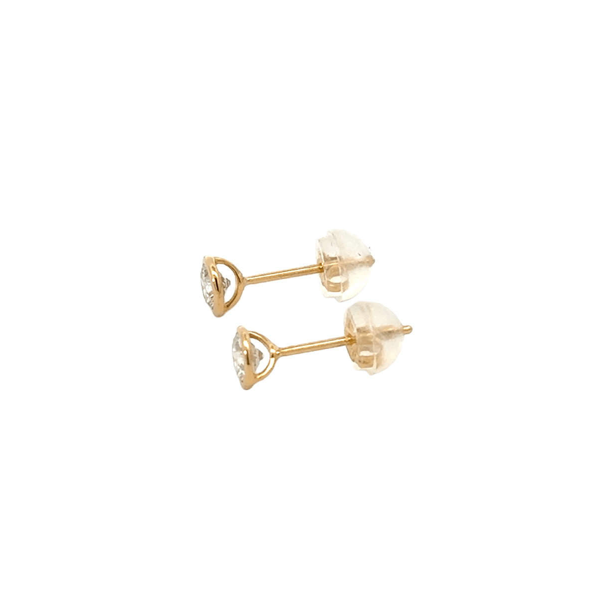 K18 ダイヤモンド 一粒ピアス 0.174ct/0.173ct (計0.347ct)覆輪 フクリン（ソーティング付） [331]