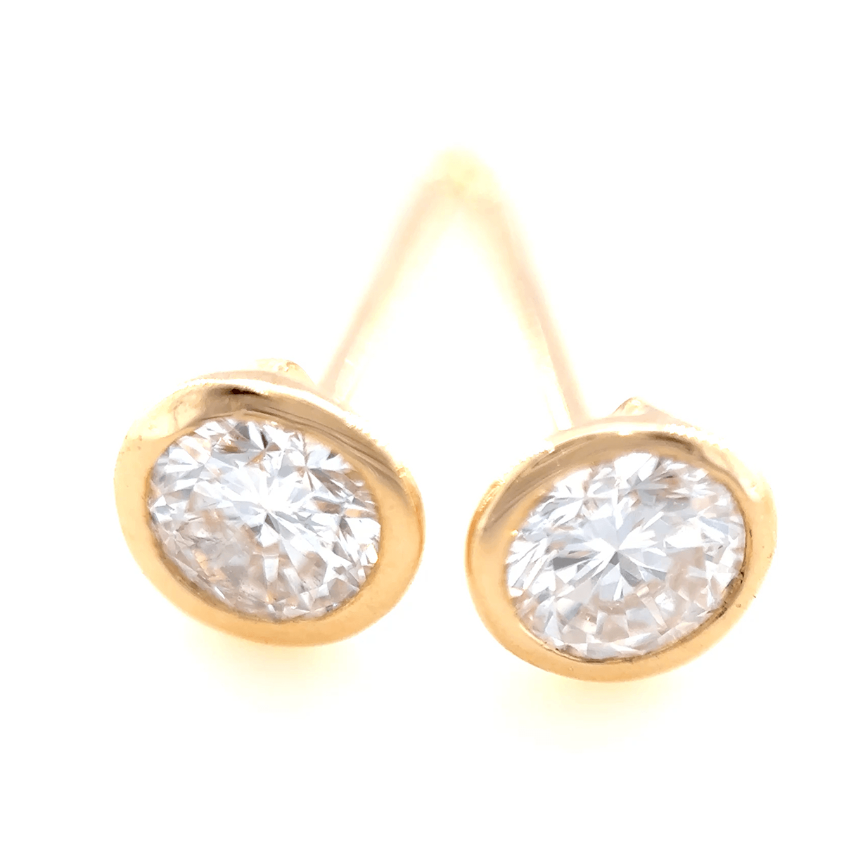 K18 ダイヤモンド 一粒ピアス 0.174ct/0.173ct (計0.347ct)覆輪 フクリン（ソーティング付） [331]