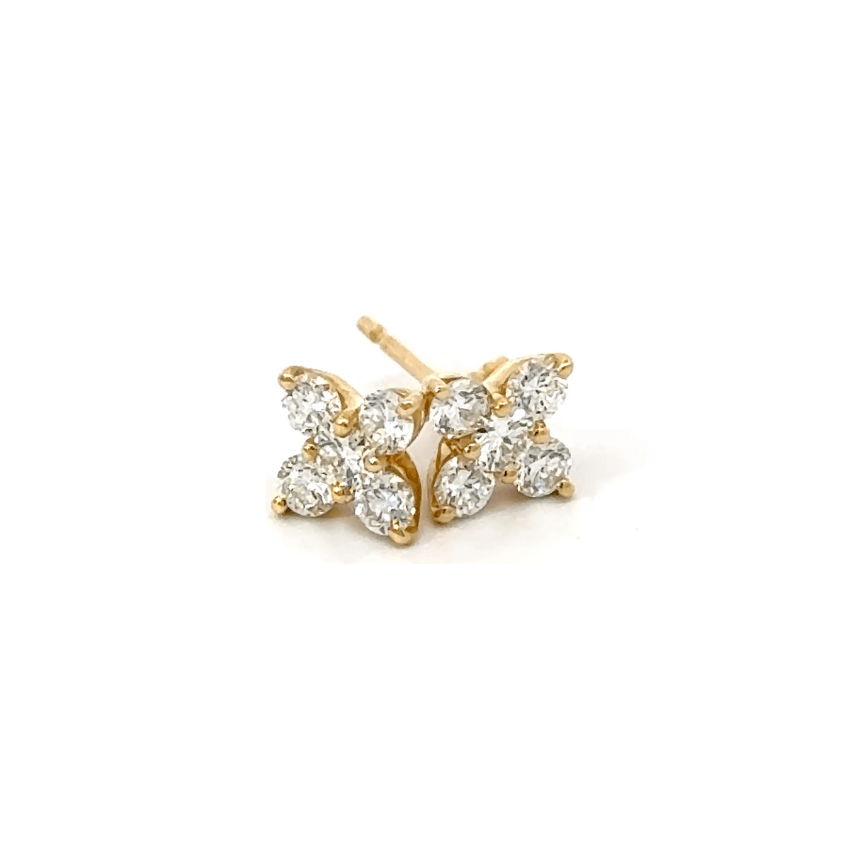 K18 ダイヤモンド フラワー ピアス 0.235ct/0.235ct (計0.47ct) 花モチーフ（鑑別書付） [332]