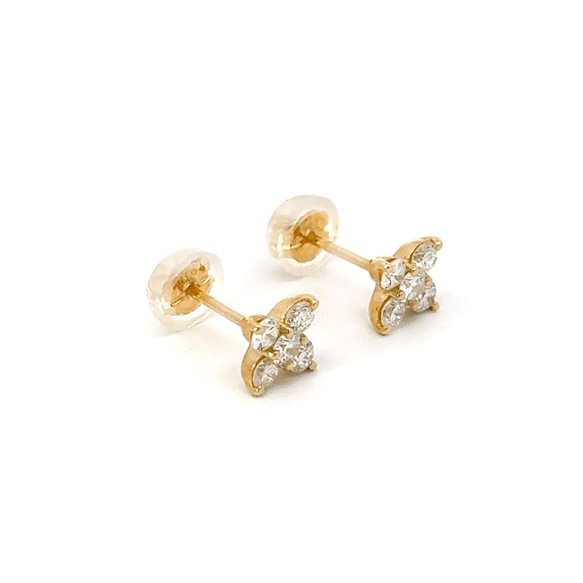 K18 ダイヤモンド フラワー ピアス 0.235ct/0.235ct (計0.47ct) 花モチーフ（鑑別書付） [332]