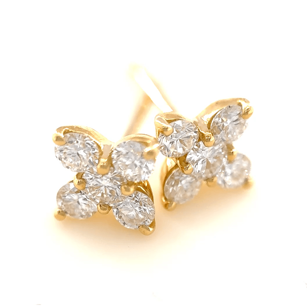 K18 ダイヤモンド フラワー ピアス 0.235ct/0.235ct (計0.47ct) 花モチーフ（鑑別書付） [332]