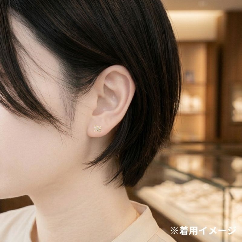 K18 ダイヤモンド フラワー ピアス 0.235ct/0.235ct (計0.47ct) 花モチーフ（鑑別書付） [332]