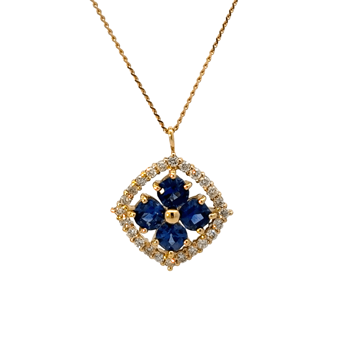 K18 サファイア ペンダント ネックレス ダイヤモンド（0.7ct D0.12ct）  [333]
