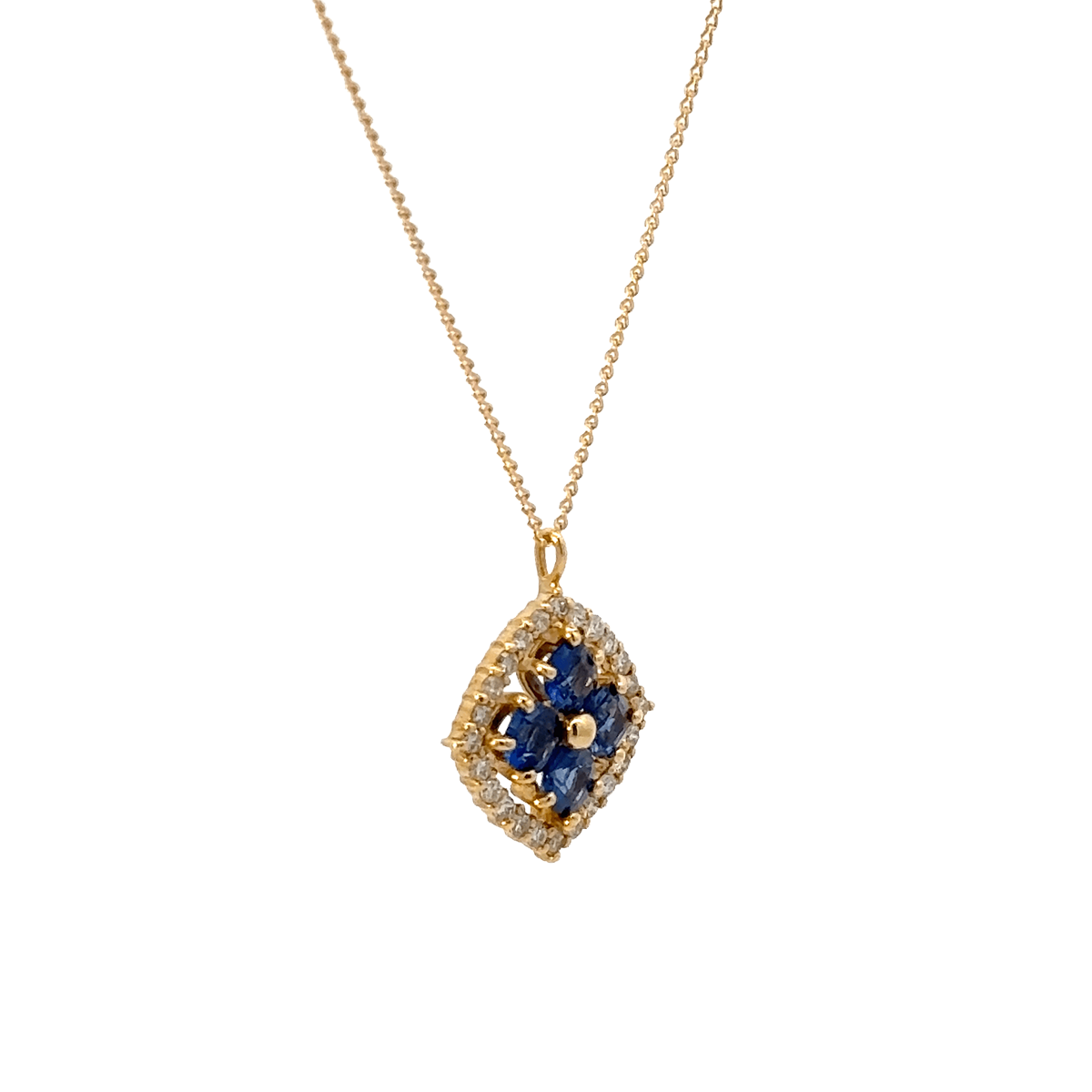 K18 サファイア ペンダント ネックレス ダイヤモンド（0.7ct D0.12ct）  [333]